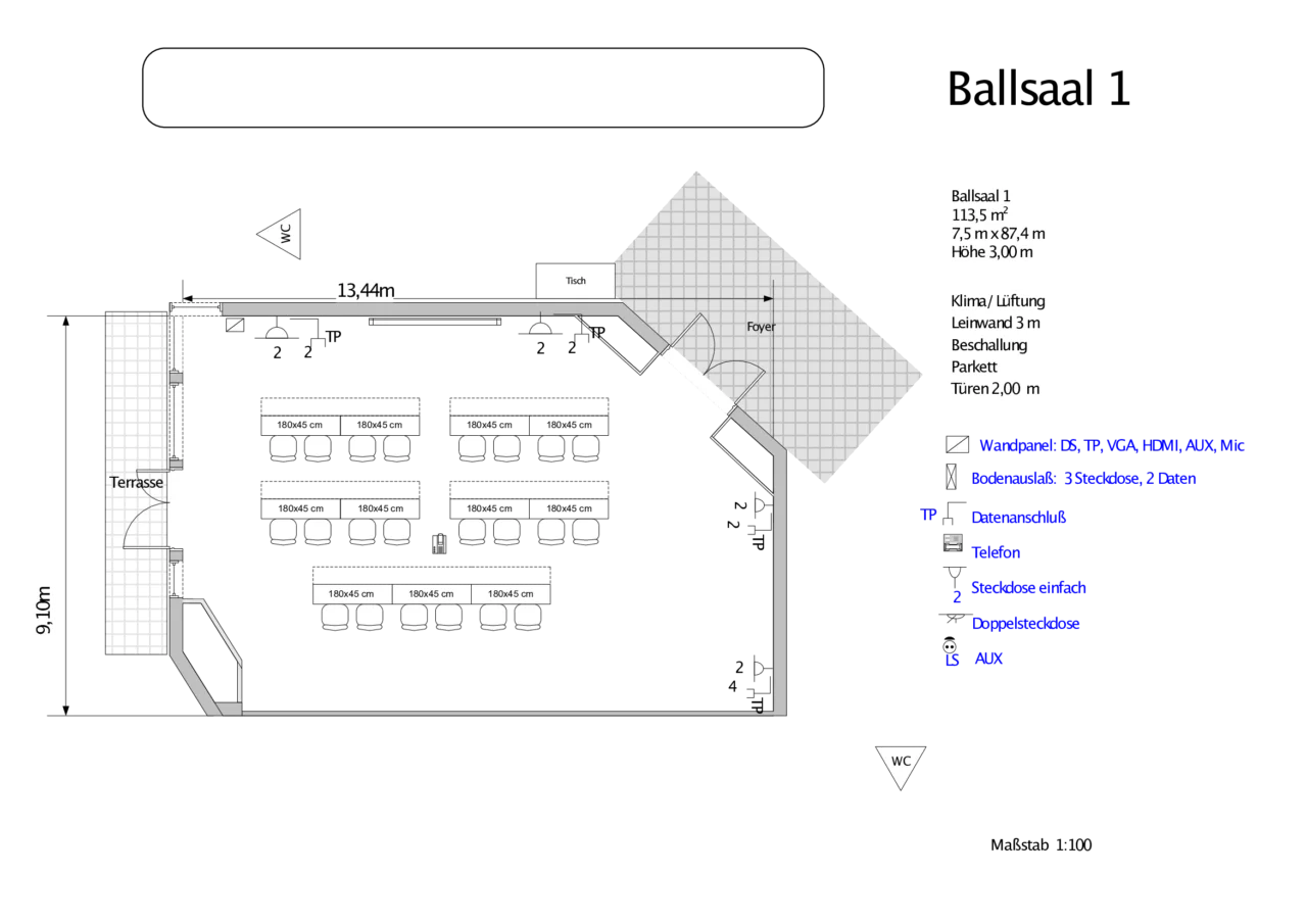 Ballsaal 1 Parlamentarisch 22 Pax