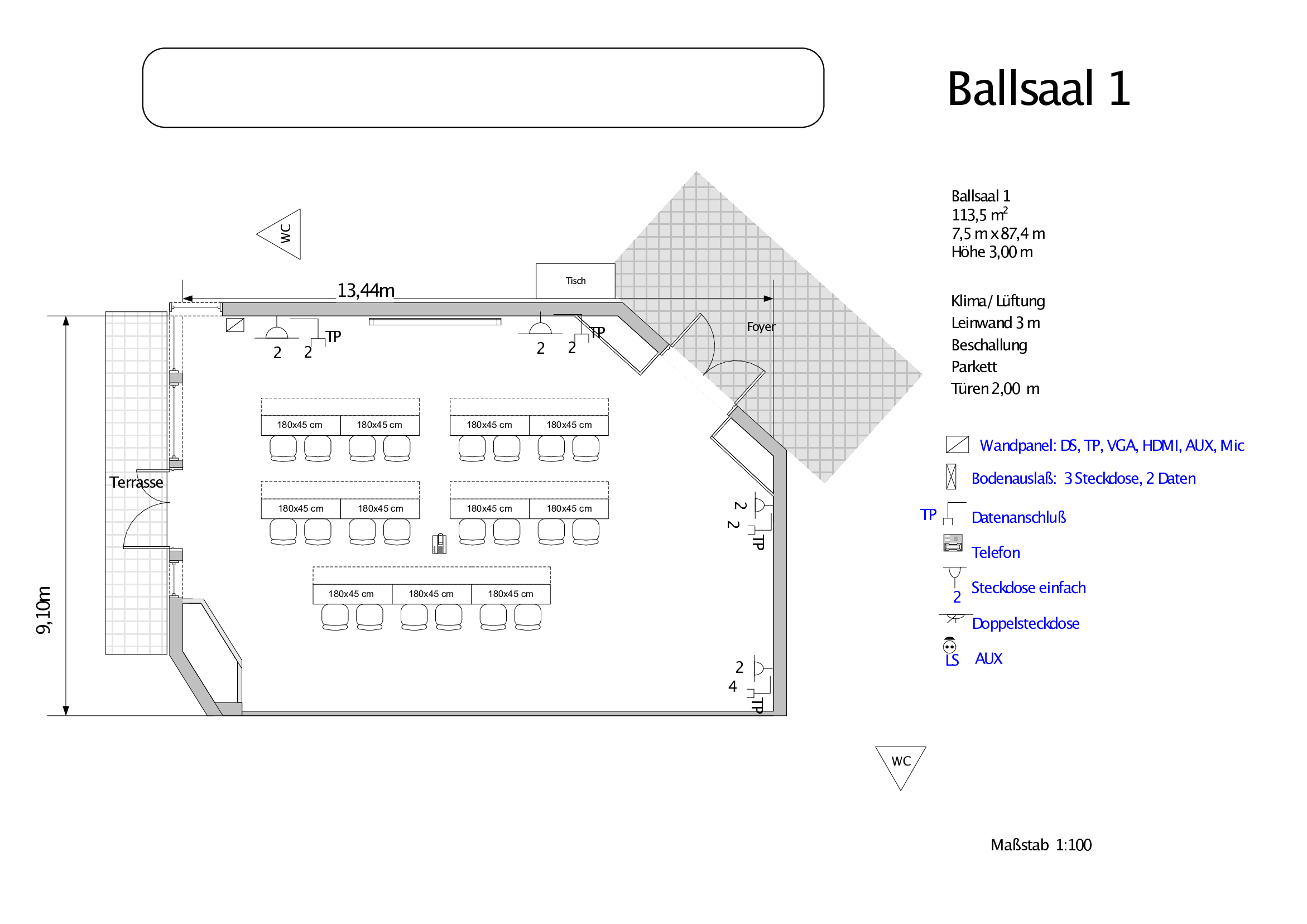 Ballsaal 1 Parlamentarisch 22 Pax