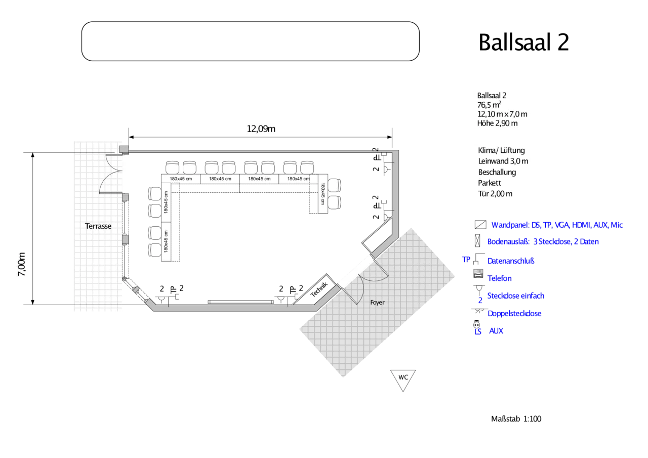 Ballsaal 2 U Form 14 Pax